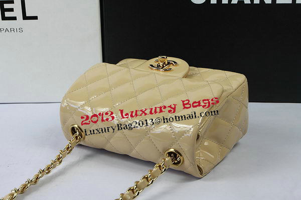 Chanel Classic MINI Flap Bag Apricot Original Patent Leather CF1115 Gold