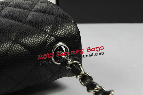 Chanel Classic MINI Flap Bag Black Cannage Pattern CF1119 Silver