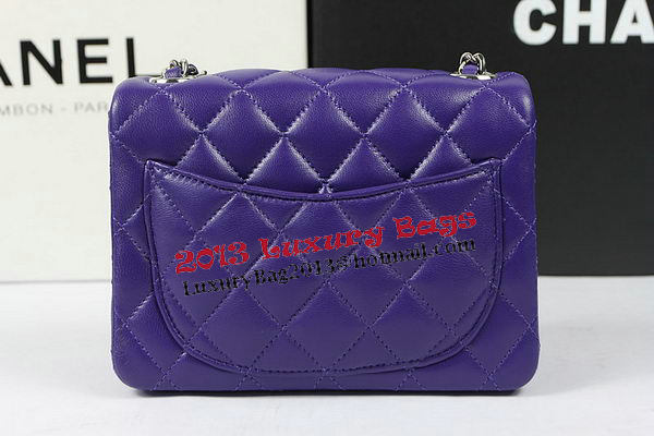 Chanel Classic MINI Flap Bag Violet Original Sheep Leather CF1115 Silver