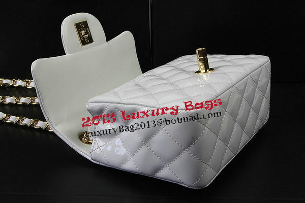 Chanel Classic MINI Flap Bag White Original Patent Leather CF1115 Gold