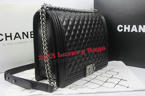 Boy Chanel Flap Shoulder Bag Black Original Sheepskin A67087 Silver