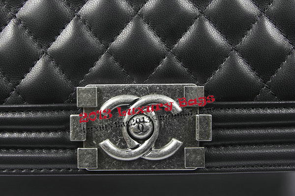 Boy Chanel Flap Shoulder Bag Black Original Sheepskin A67087 Silver