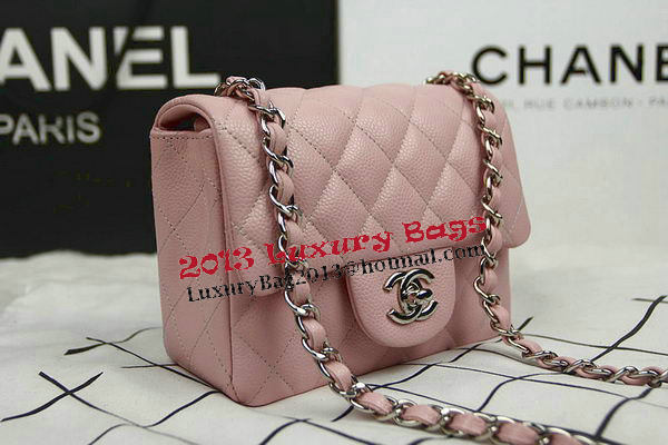 Chanel Classic MINI Flap Bag CF1115 Pink Cannage Pattern Silver