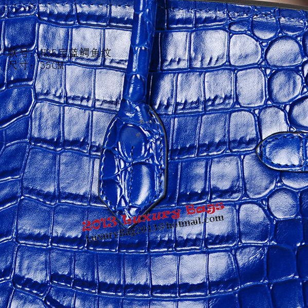 Hermes Birkin 35CM Tote Bag Shiny Croco Leather H35C Blue