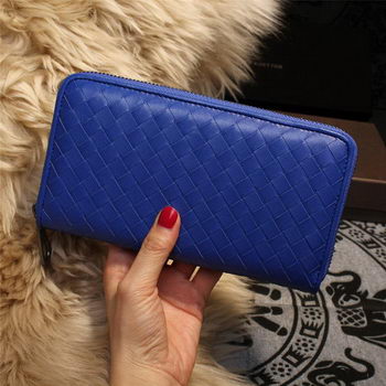 Bottega Veneta Intrecciato Nappa Zip Around Wallets 114073 Blue