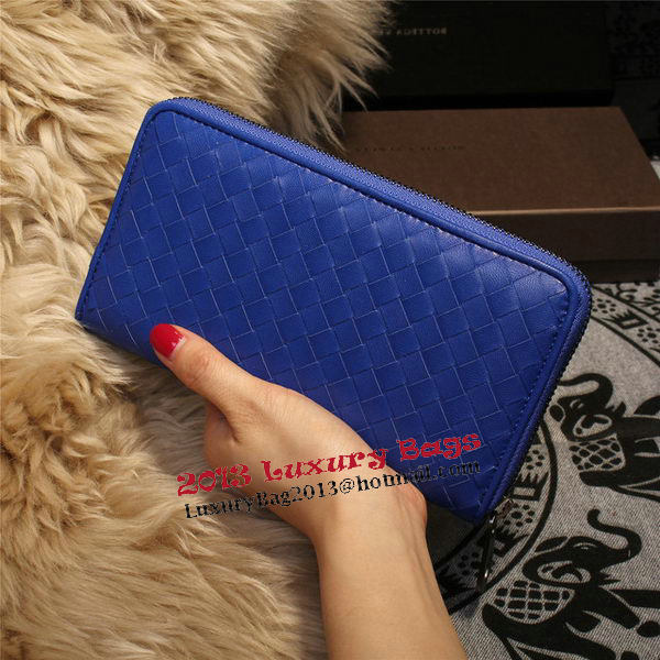 Bottega Veneta Intrecciato Nappa Zip Around Wallets 114073 Blue