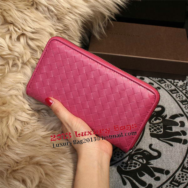 Bottega Veneta Intrecciato Nappa Zip Around Wallets 114073 Rose