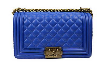 Boy Chanel Flap Shoulder Bags Blue Original Sheepskin A67025 Gold