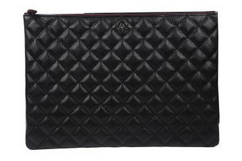 Chanel Clutch Bag Black Original Cannage Pattern A69254 A69253 A69252 Silver