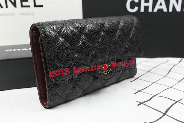 Chanel Tri-Fold Wallet Black Original Cannage Pattern A31506 Gold