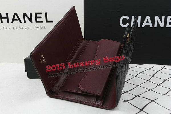 Chanel Tri-Fold Wallet Black Original Cannage Pattern A31506 Gold