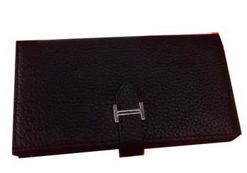 Hermes Bearn Japonaise Grainy Leather Wallet H8622W Black