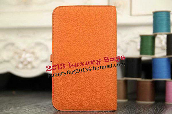 Hermes Compact Passport Holder Original Leather Wallet Orange