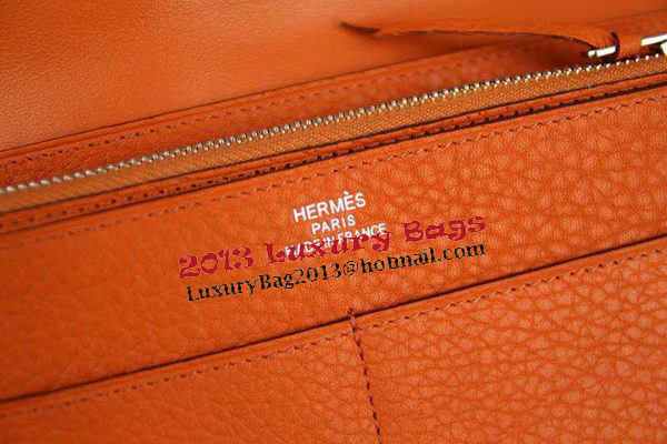 Hermes Compact Passport Holder Original Leather Wallet Orange