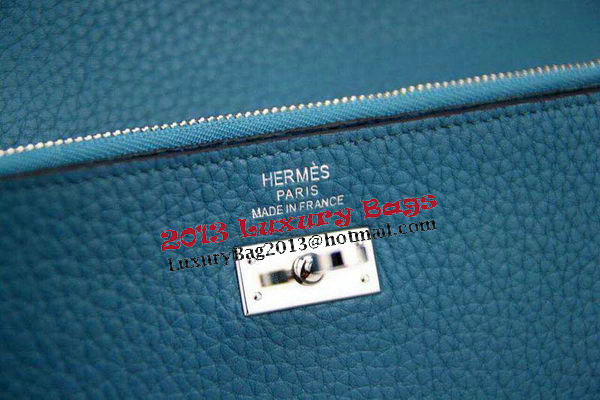 Hermes Kelly Wallet Togo Leather Bi-Fold Purse HA708W Light Blue