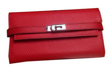 Hermes Kelly Wallet Togo Leather Bi-Fold Purse HA708W Red