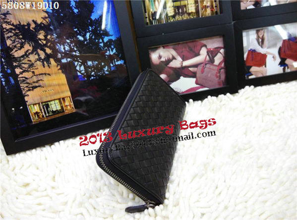 Bottega Veneta Intrecciato Nappa Zip Around Wallet BV5808 Black