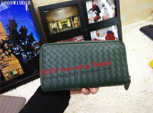 Bottega Veneta Intrecciato Nappa Zip Around Wallet BV5808 Green