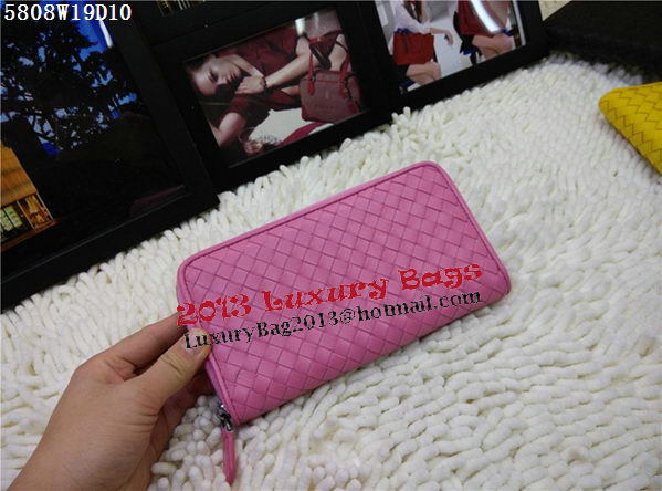 Bottega Veneta Intrecciato Nappa Zip Around Wallet BV5808 Pink