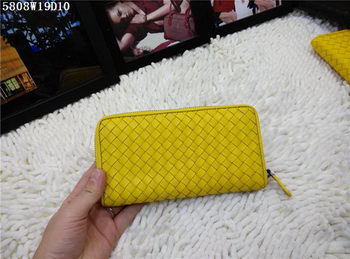 Bottega Veneta Intrecciato Nappa Zip Around Wallet BV5808 Yellow