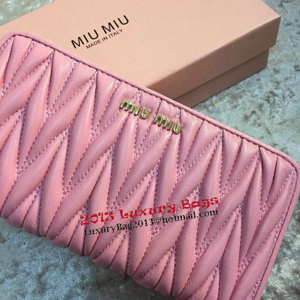 miu miu Matelasse Nappa Leather Wallet MM30150 Pink