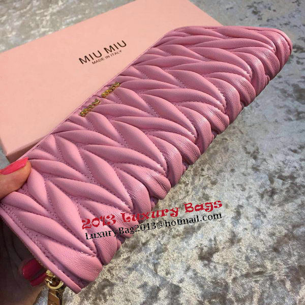 miu miu Matelasse Nappa Leather Wallet MM30150 Pink