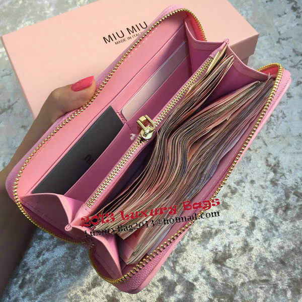 miu miu Matelasse Nappa Leather Wallet MM30150 Pink