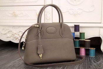 Hermes Bolide 31CM Original Leather Tote Bag Grey