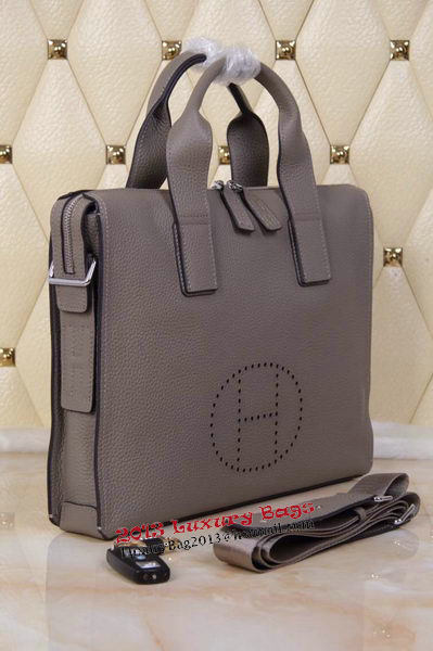 Hermes Briefcase Original Grainy Leather H8813T Grey