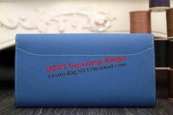 Hermes Constance Long Wallets Original Leather HA909 Blue