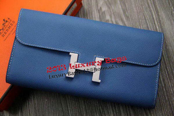 Hermes Constance Long Wallets Original Leather HA909 Blue