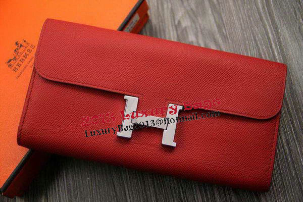 Hermes Constance Long Wallets Original Leather HA909 Burgundy