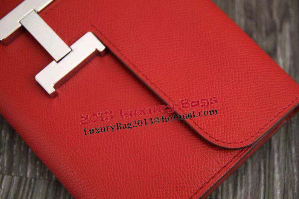 Hermes Constance Long Wallets Original Leather HA909 Burgundy