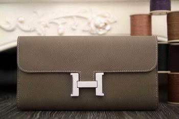 Hermes Constance Long Wallets Original Leather HA909 Grey