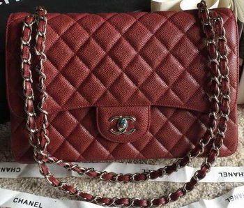 Chanel Classic Flap Bags Original Caviar Leather A1113 Burgundy