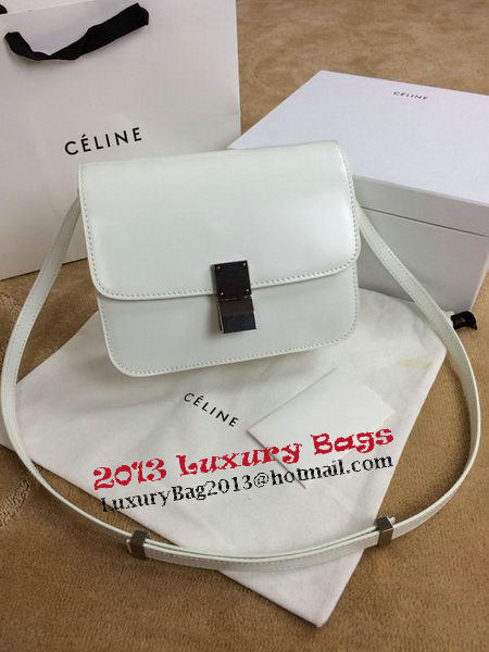 Celine Classic Box Small Flap Bag Smooth Leather C11042 OffWhite