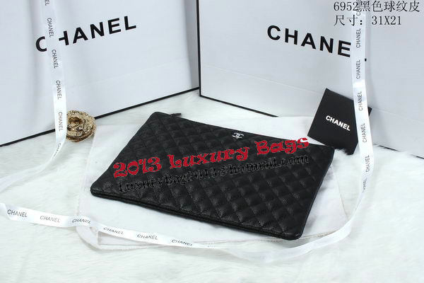 Chanel A6952 Clutch Bag Cannage Pattern Leather Black