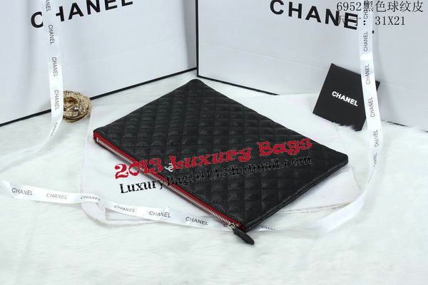 Chanel A6952 Clutch Bag Cannage Pattern Leather Black