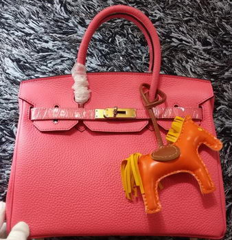 Hermes Birkin 30CM Tote Bags Litchi Leather H30LI Pink