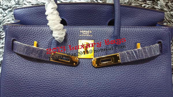 Hermes Birkin 30CM Tote Bags Litchi Leather H30LI Royal