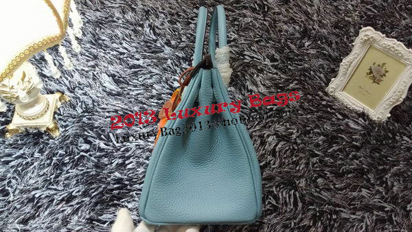 Hermes Birkin 30CM Tote Bags Litchi Leather H30LI Skyblue