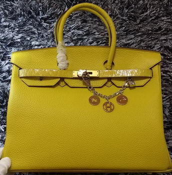 Hermes Birkin 35CM Tote Bag Litchi Leather HB35GL Lemon