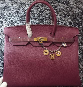 Hermes Birkin 35CM Tote Bag Litchi Leather HB35GL Purple