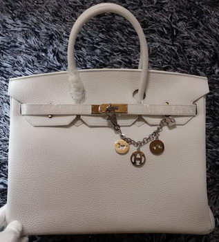 Hermes Birkin 35CM Tote Bag Litchi Leather HB35GL White