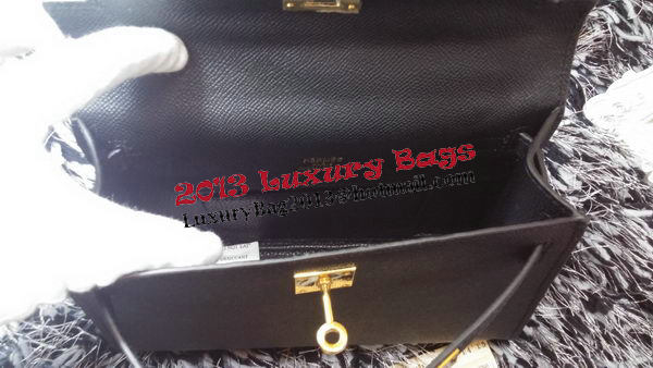 Hermes MINI Kelly 22cm Tote Bag Calf Leather K011 Black