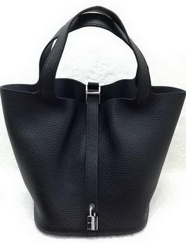 Hermes Picotin Lock 22cm Bags Litchi Leather HPL1048 Black