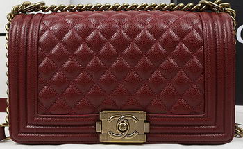 Boy Chanel Flap Bag Original Burgundy Cannage Pattern A67025 Gold