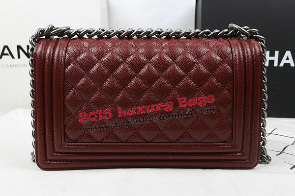 Boy Chanel Flap Bag Original Burgundy Cannage Pattern A67025 Silver