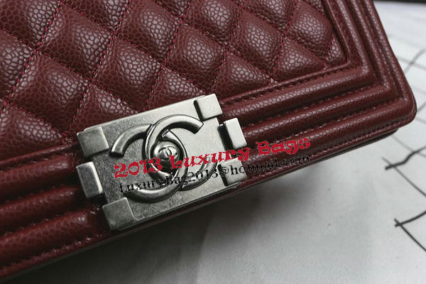 Boy Chanel Flap Bag Original Burgundy Cannage Pattern A67025 Silver