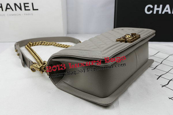 Boy Chanel Flap Bag Original Grey Cannage Pattern A67025 Gold